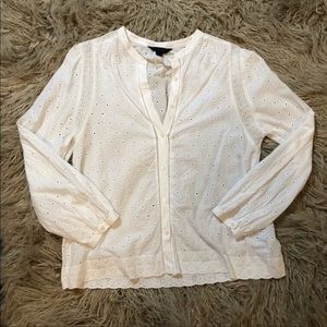 J. Crew White Eyelet Blouse